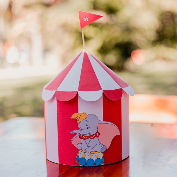 Centro de mesa - caixa tenda circo