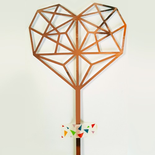 Topo de Bolo coração geométrico