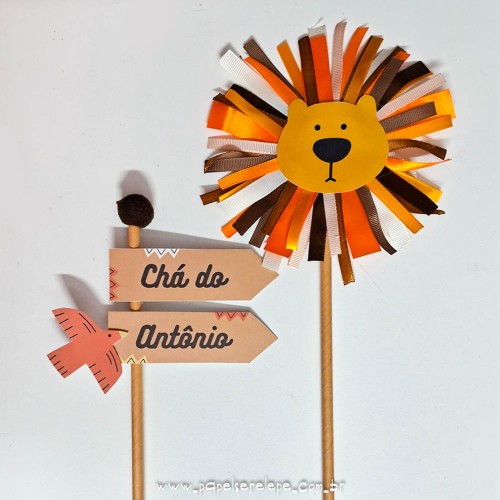 Topo de bolo leãozinho fita